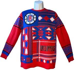 FOCO Klew NBA Los Angeles Clippers Busy Block Ugly Christmas Sweater Size S